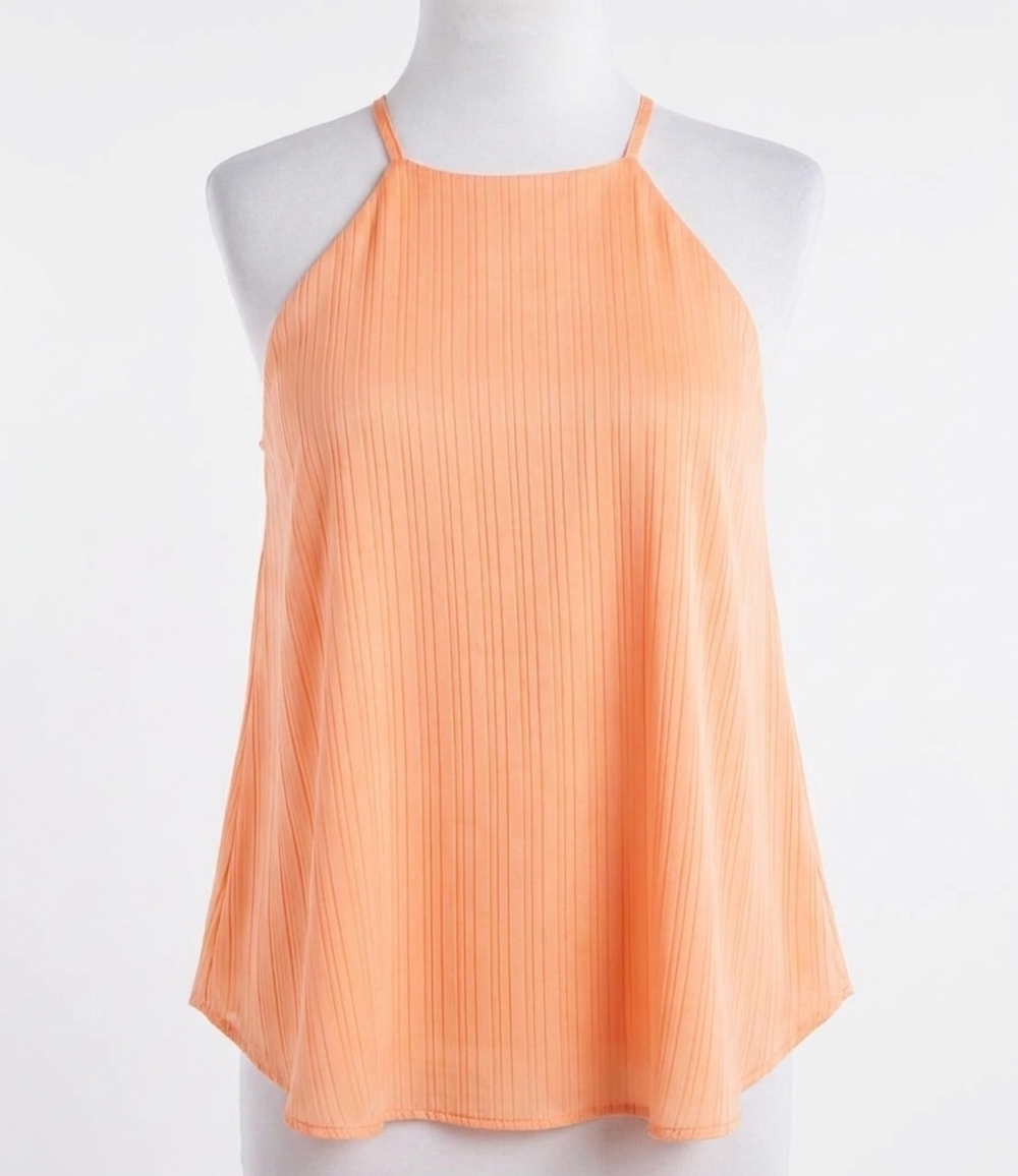 NEW SHE + SKY tone on tone striped satin cami top in peach